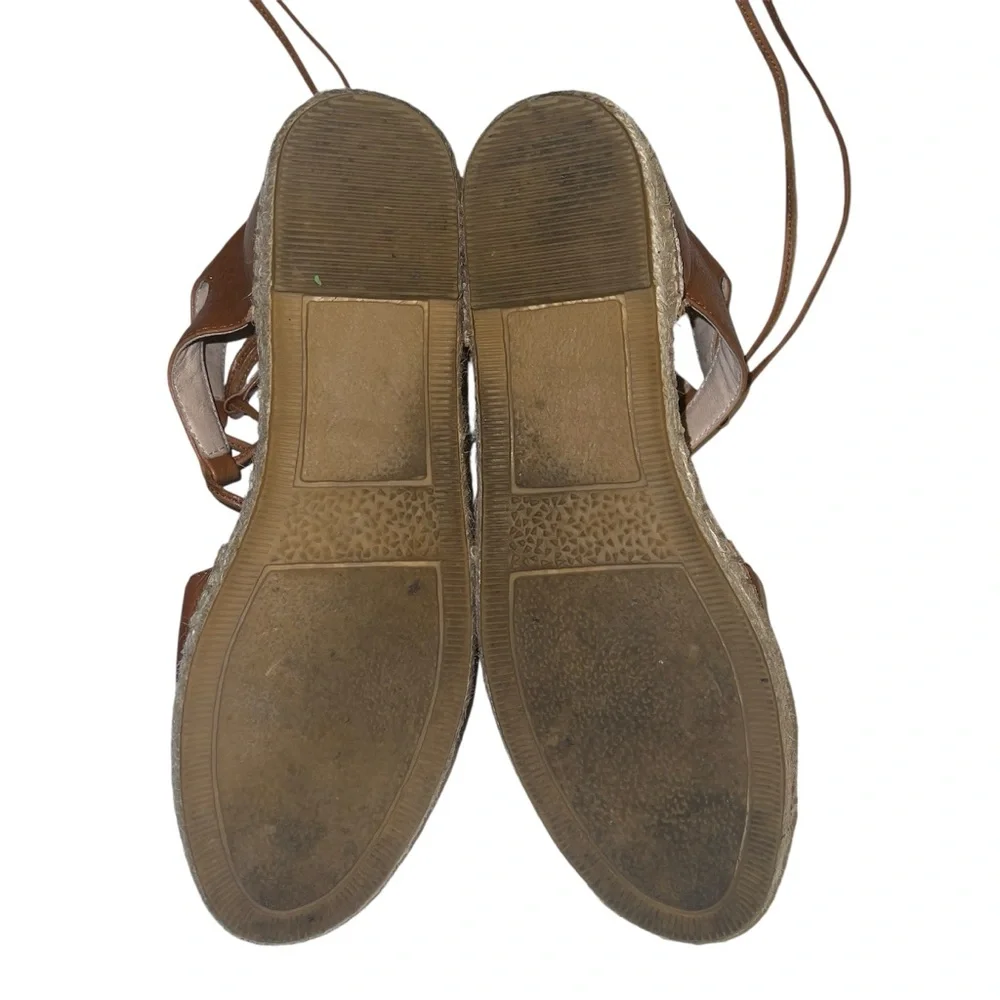 Kenneth Cole Women's Cognac Leather Beverly Espadrille Flats Sz 8M